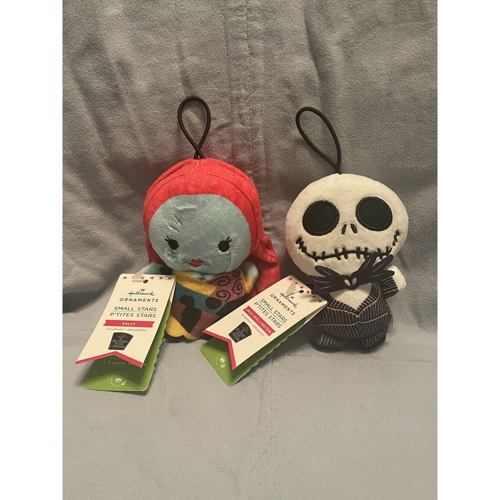 NEW Hallmark Jack Skellington & Sally NIGHTMARE BEFORE CHRISTMAS Plush Ornaments